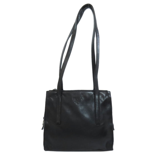 PRADA Tote Bag Calfskin black logo Women Used Authentic