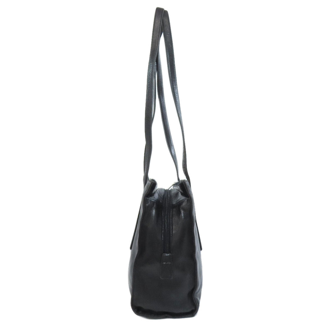 PRADA Tote Bag Calfskin black logo Women Used Authentic