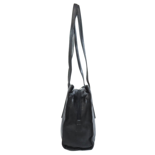 PRADA Tote Bag Calfskin black logo Women Used Authentic