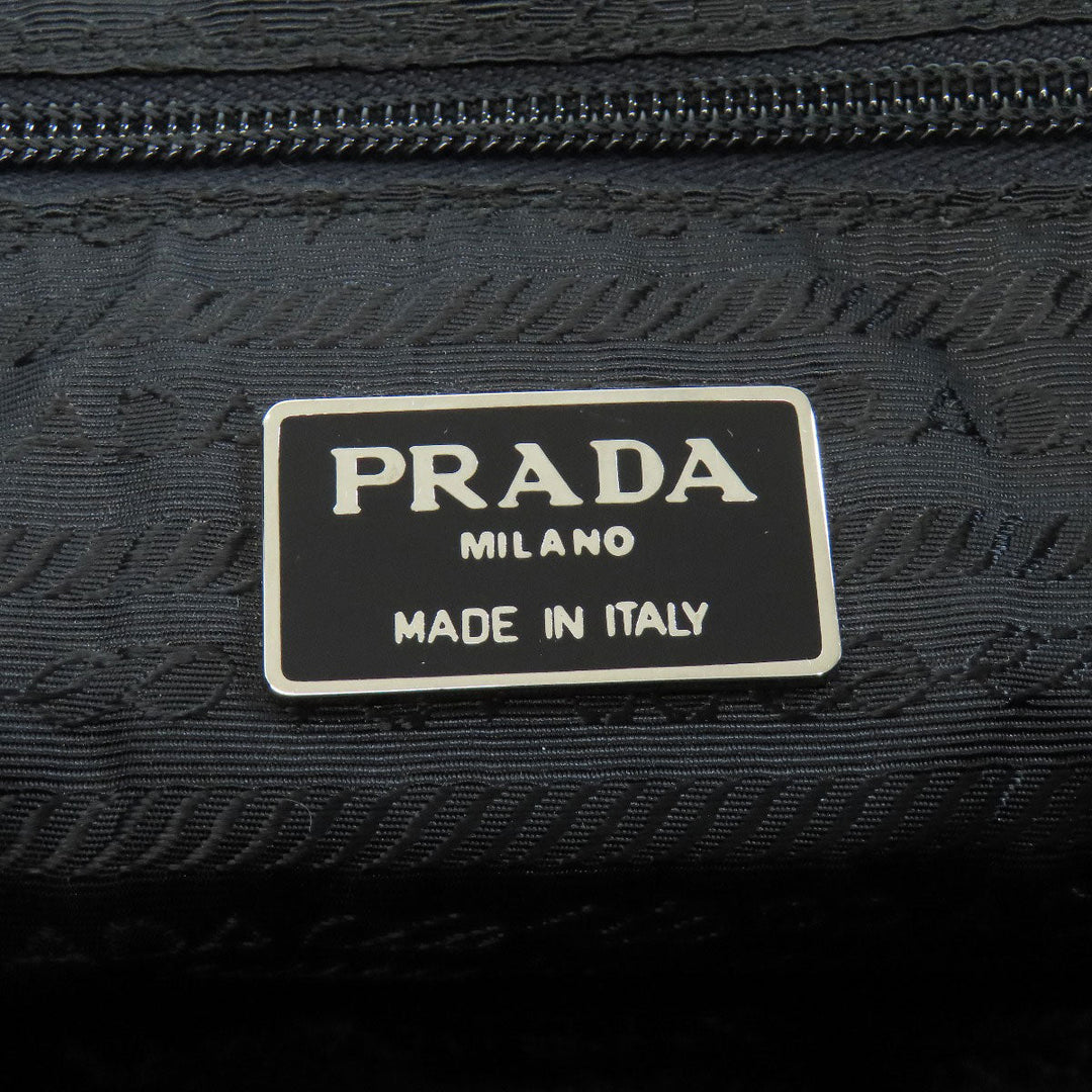 PRADA Tote Bag Calfskin black logo Women Used Authentic