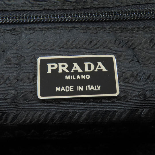 PRADA Tote Bag Calfskin black logo Women Used Authentic