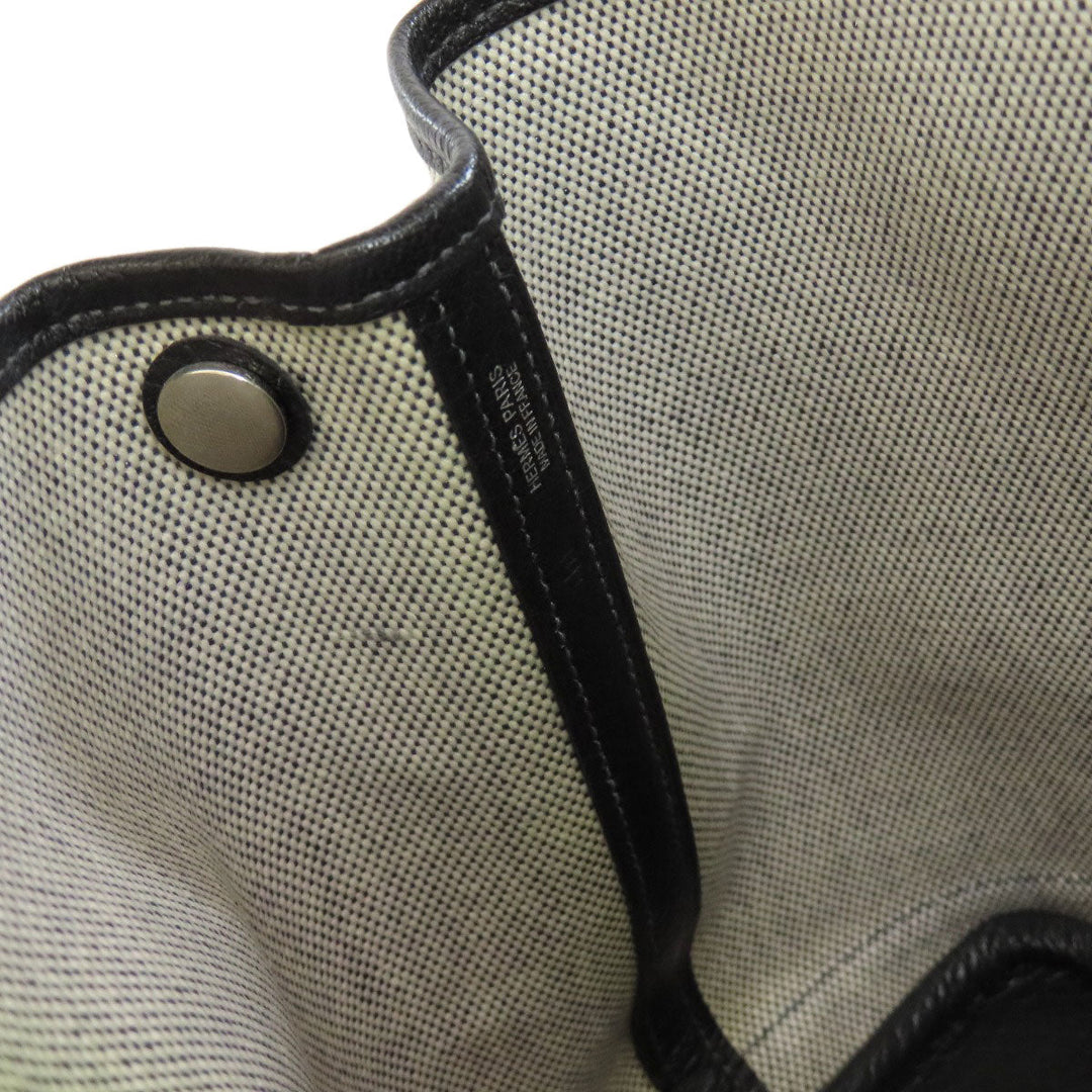 HERMES Handbag Toile H, Calfskin gray Garden Party TPM SilverMetal Women Used Authentic