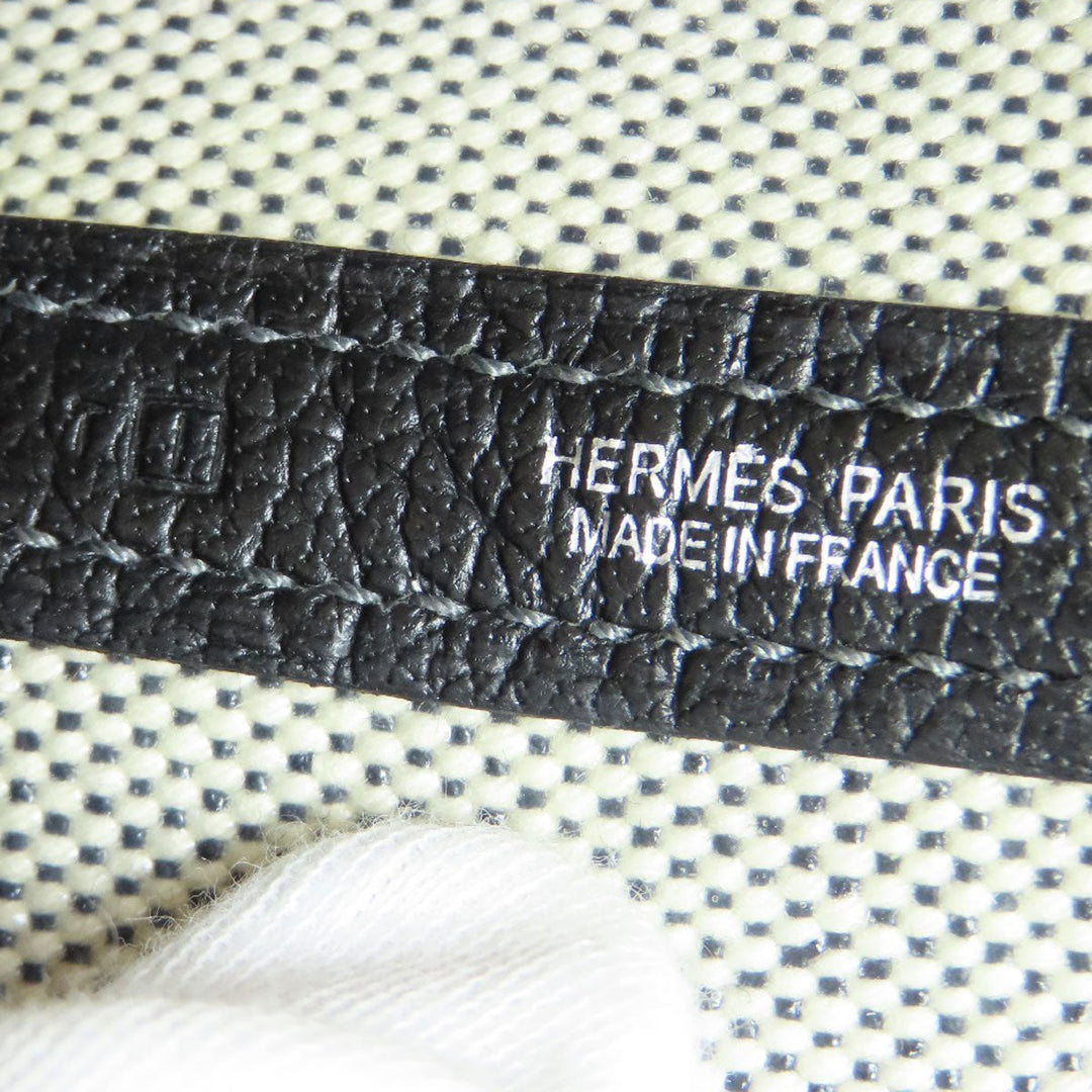 HERMES Handbag Toile H, Calfskin gray Garden Party TPM SilverMetal Women Used Authentic