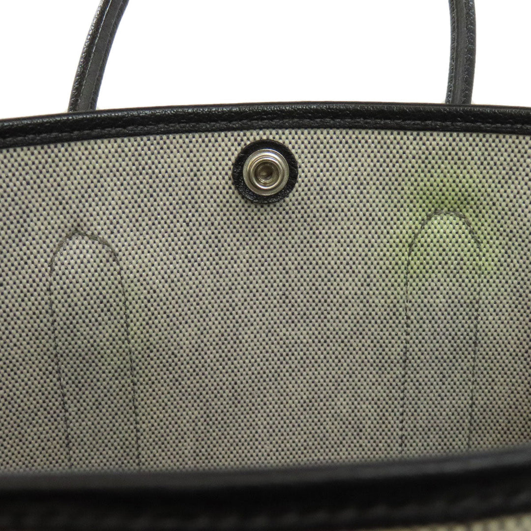 HERMES Handbag Toile H, Calfskin gray Garden Party TPM SilverMetal Women Used Authentic