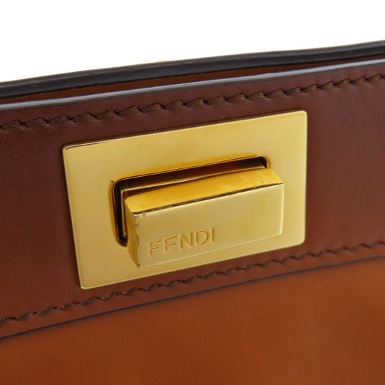 FENDI Handbag Calfskin Brown Peekaboo 2WAY