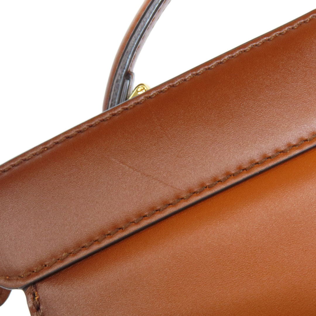 FENDI Handbag Calfskin Brown Peekaboo 2WAY
