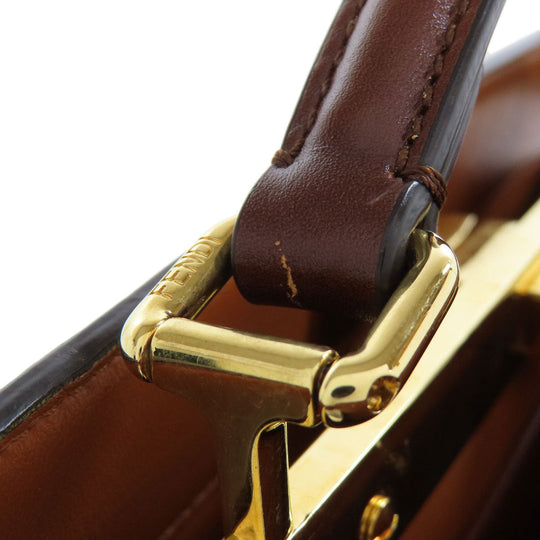 FENDI Handbag Calfskin Brown Peekaboo 2WAY