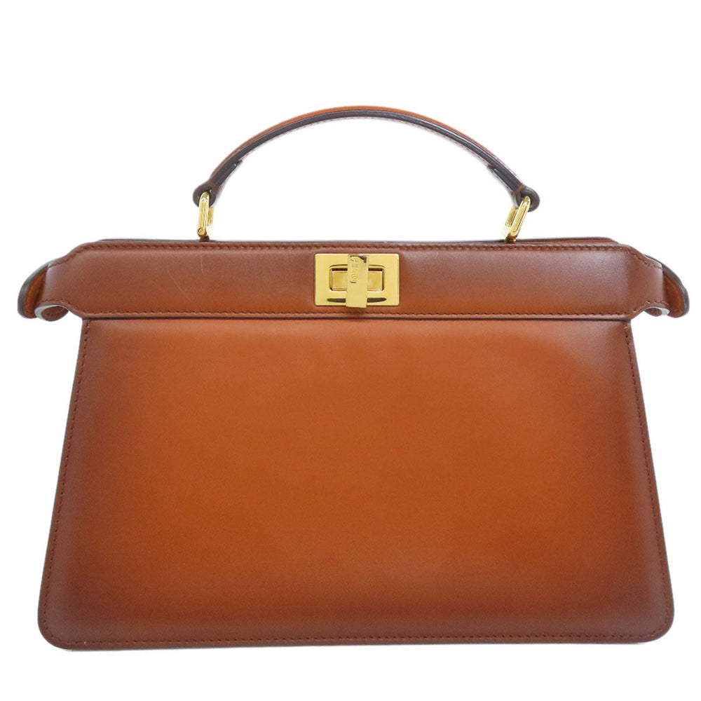 FENDI Handbag Calfskin Brown Peekaboo 2WAY