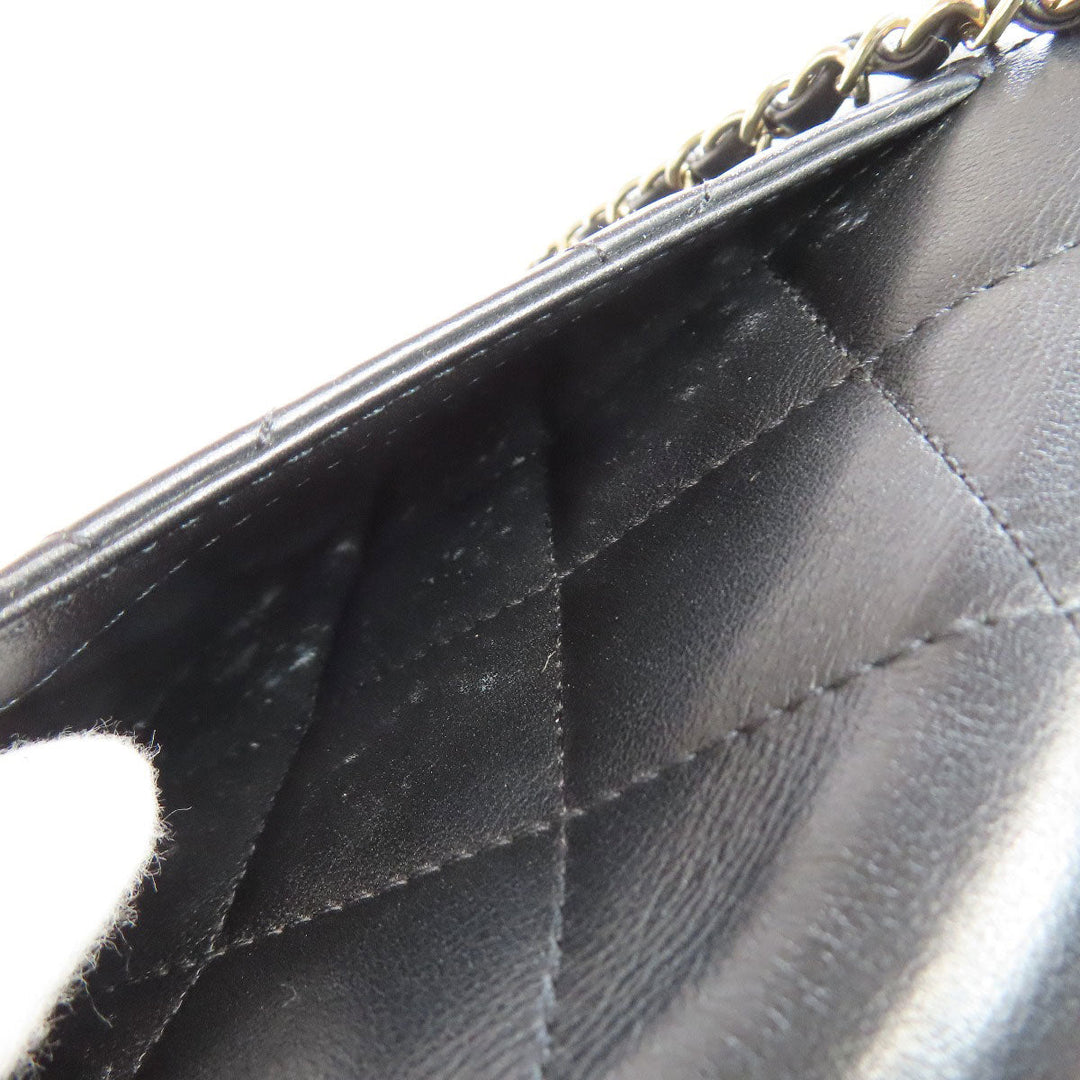 CHANEL Handbag lambskin black Matelasse Gold Metal 2WAY Women Used Authentic