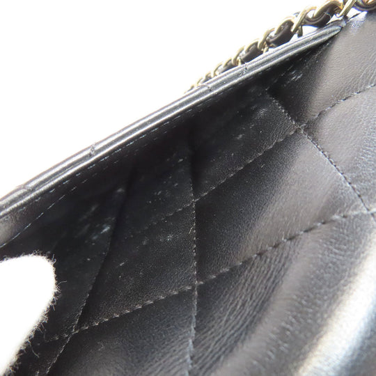CHANEL Handbag lambskin black Matelasse Gold Metal 2WAY Women Used Authentic