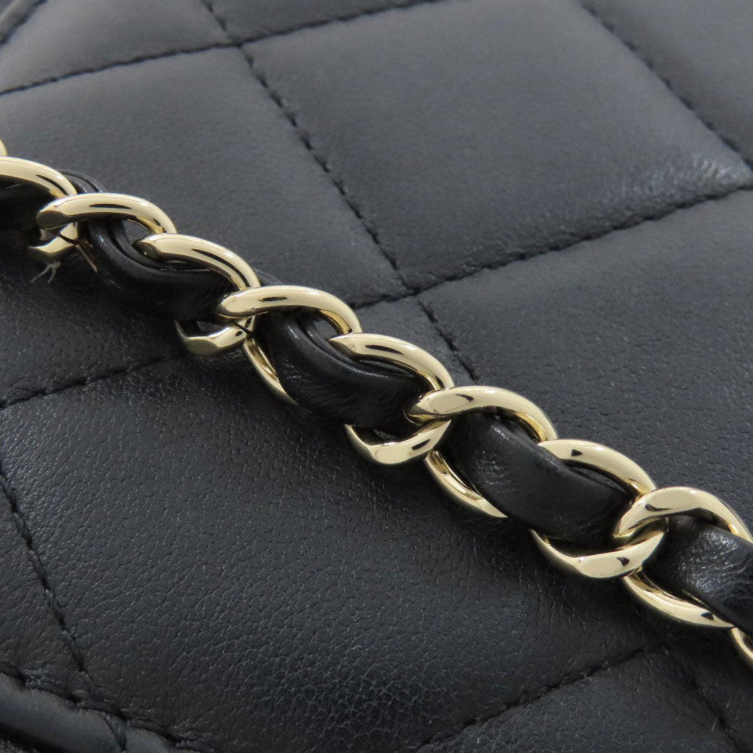 CHANEL Handbag lambskin black Matelasse Gold Metal 2WAY Women Used Authentic
