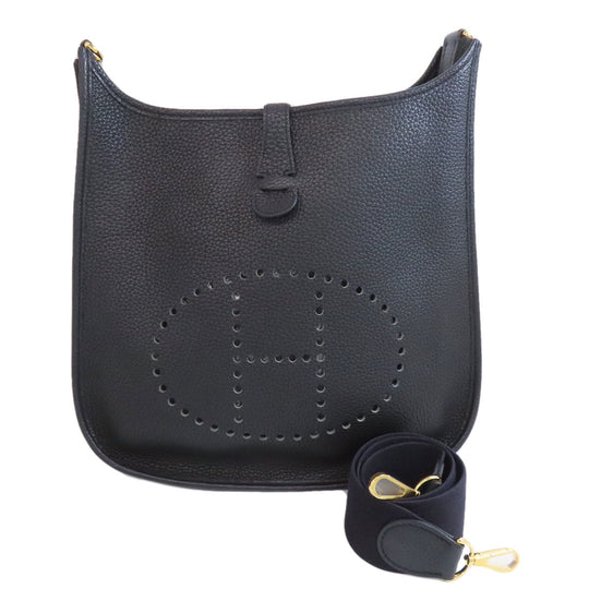 HERMES Shoulder Bag Togo black Evelyn 1 GM Gold Metal Women Used Authentic