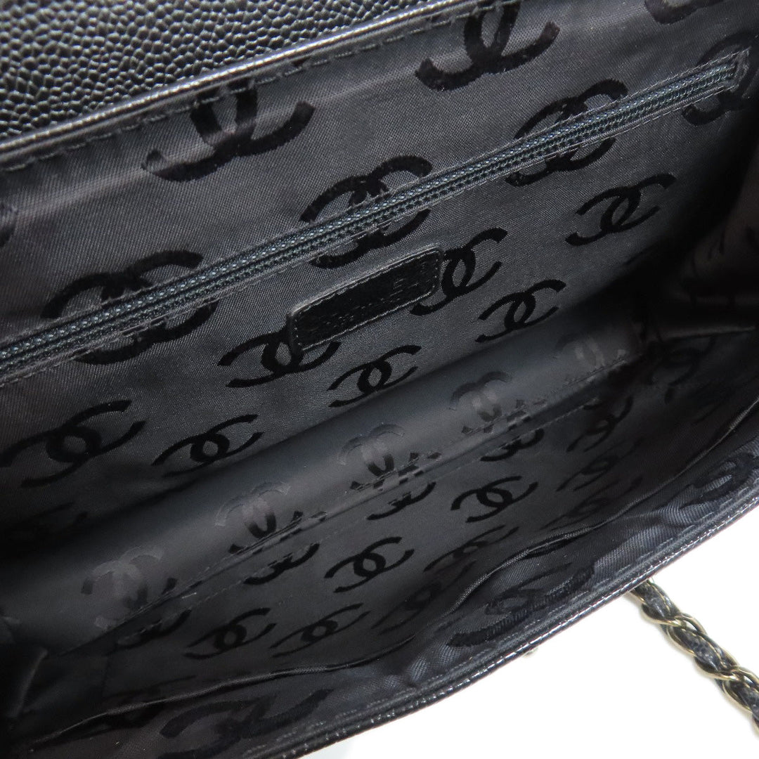 CHANEL Tote Bag Grained Calfskin Skin black Chain tote Women Used Authentic