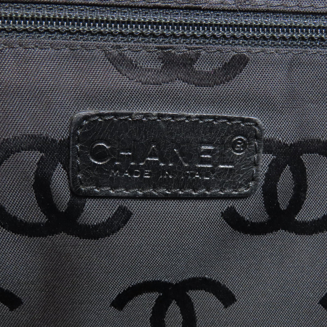 CHANEL Tote Bag Grained Calfskin Skin black Chain tote Women Used Authentic