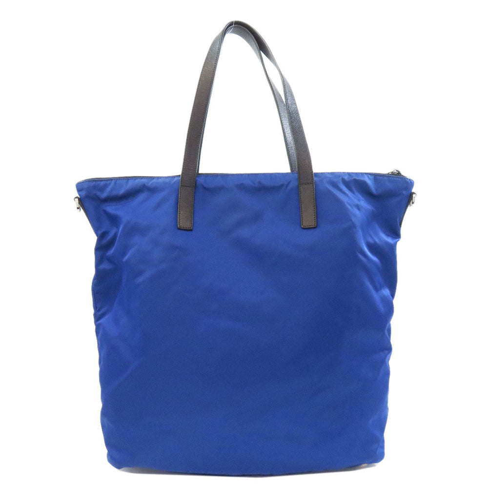 PRADA Tote Bag BR4696 Nylon blue logoMetal 2WAY Women Used Authentic