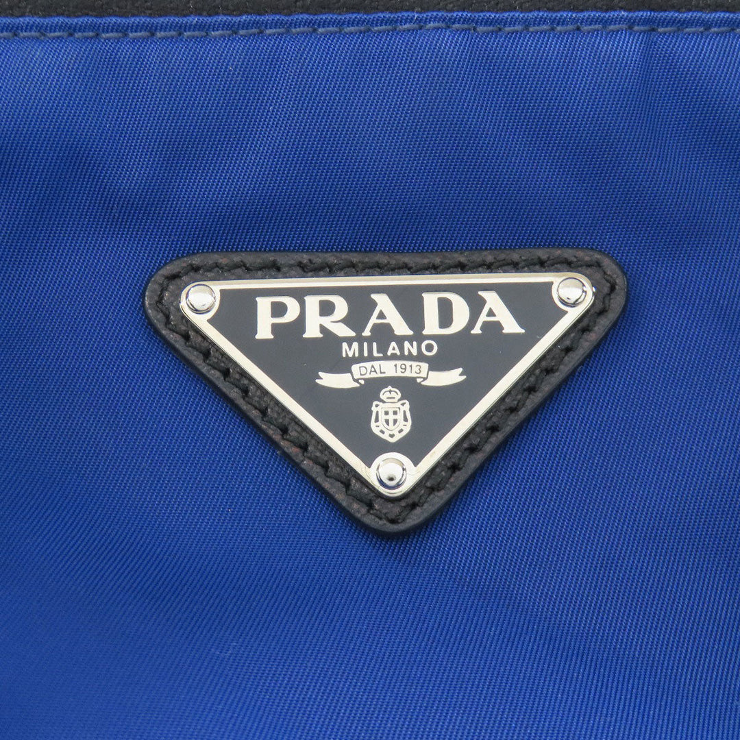 PRADA Tote Bag BR4696 Nylon blue logoMetal 2WAY Women Used Authentic