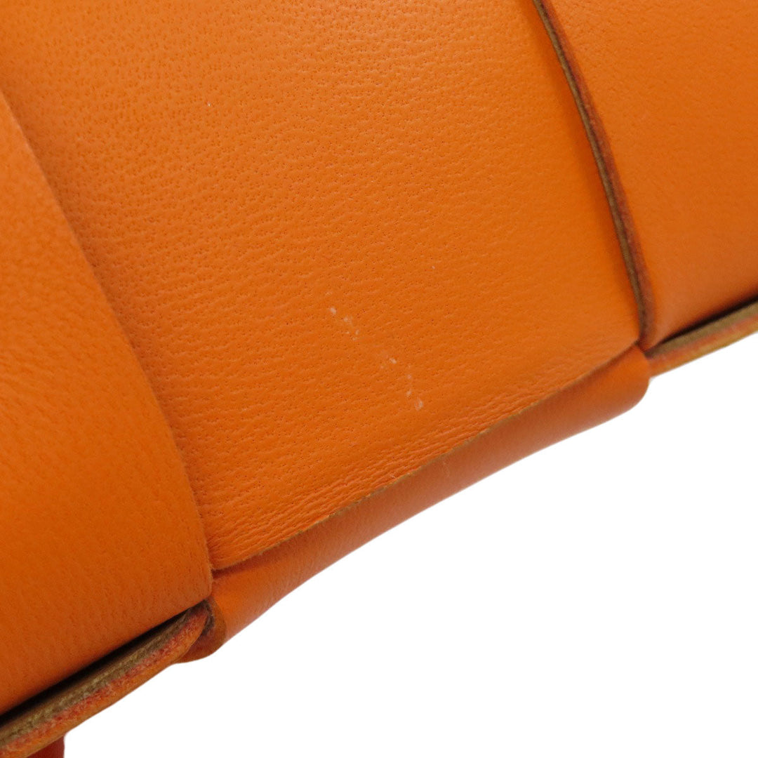 BOTTEGAVENETA Shoulder Bag Calfskin Orange MAXI INTRECCIATO Women Used Authentic
