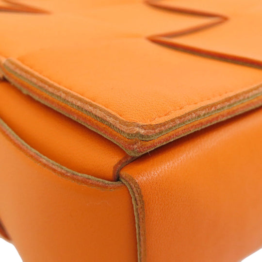BOTTEGAVENETA Shoulder Bag Calfskin Orange MAXI INTRECCIATO Women Used Authentic
