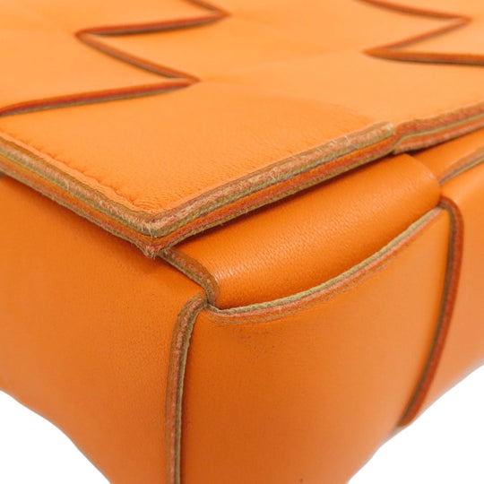 BOTTEGAVENETA Shoulder Bag Calfskin Orange MAXI INTRECCIATO Women Used Authentic