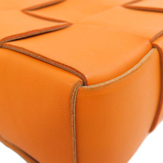 BOTTEGAVENETA Shoulder Bag Calfskin Orange MAXI INTRECCIATO Women Used Authentic