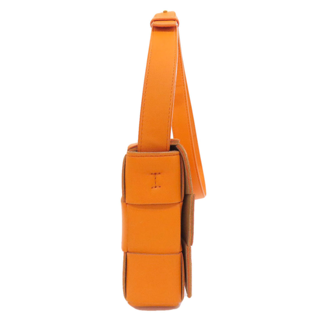 BOTTEGAVENETA Shoulder Bag Calfskin Orange MAXI INTRECCIATO Women Used Authentic