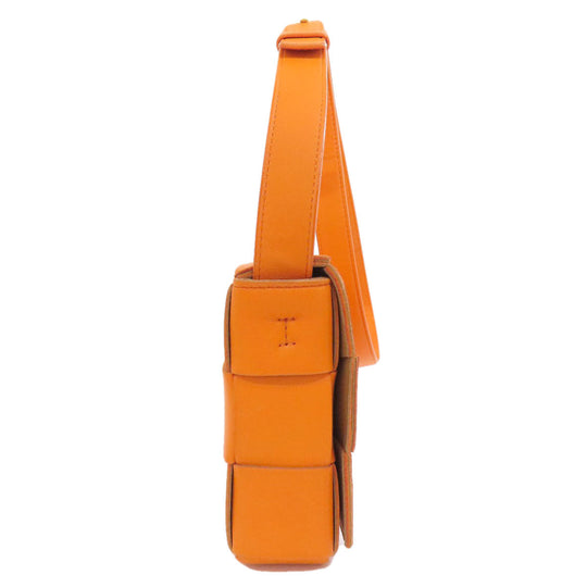 BOTTEGAVENETA Shoulder Bag Calfskin Orange MAXI INTRECCIATO Women Used Authentic