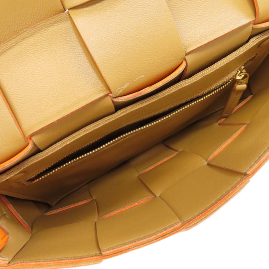 BOTTEGAVENETA Shoulder Bag Calfskin Orange MAXI INTRECCIATO Women Used Authentic