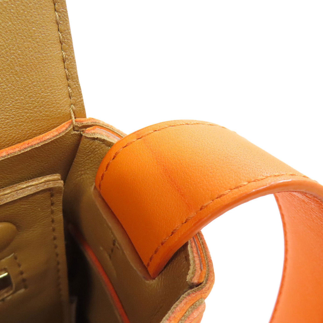 BOTTEGAVENETA Shoulder Bag Calfskin Orange MAXI INTRECCIATO Women Used Authentic