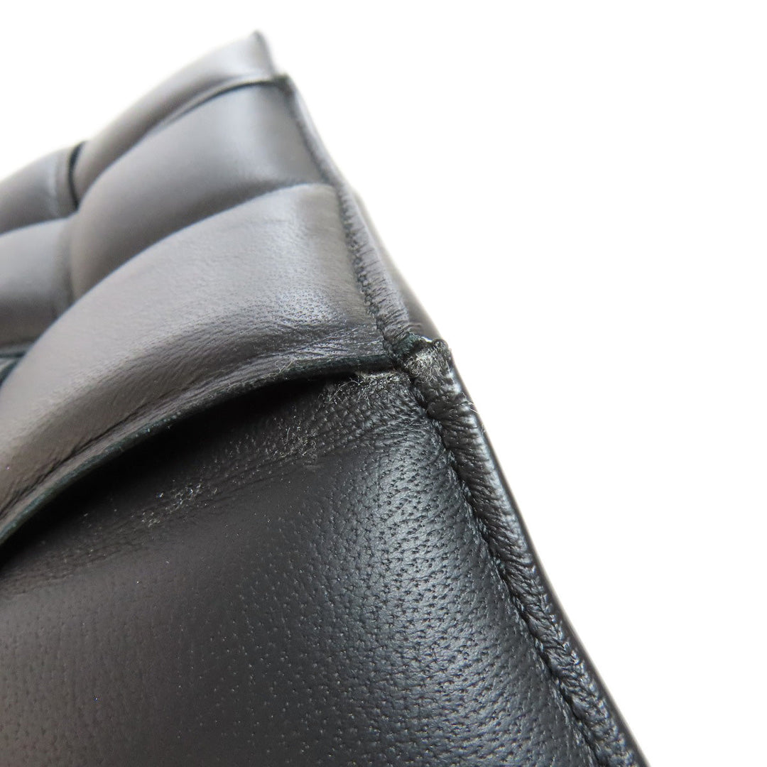 BOTTEGAVENETA Shoulder Bag Calfskin black MAXI INTRECCIATO Women Used Authentic