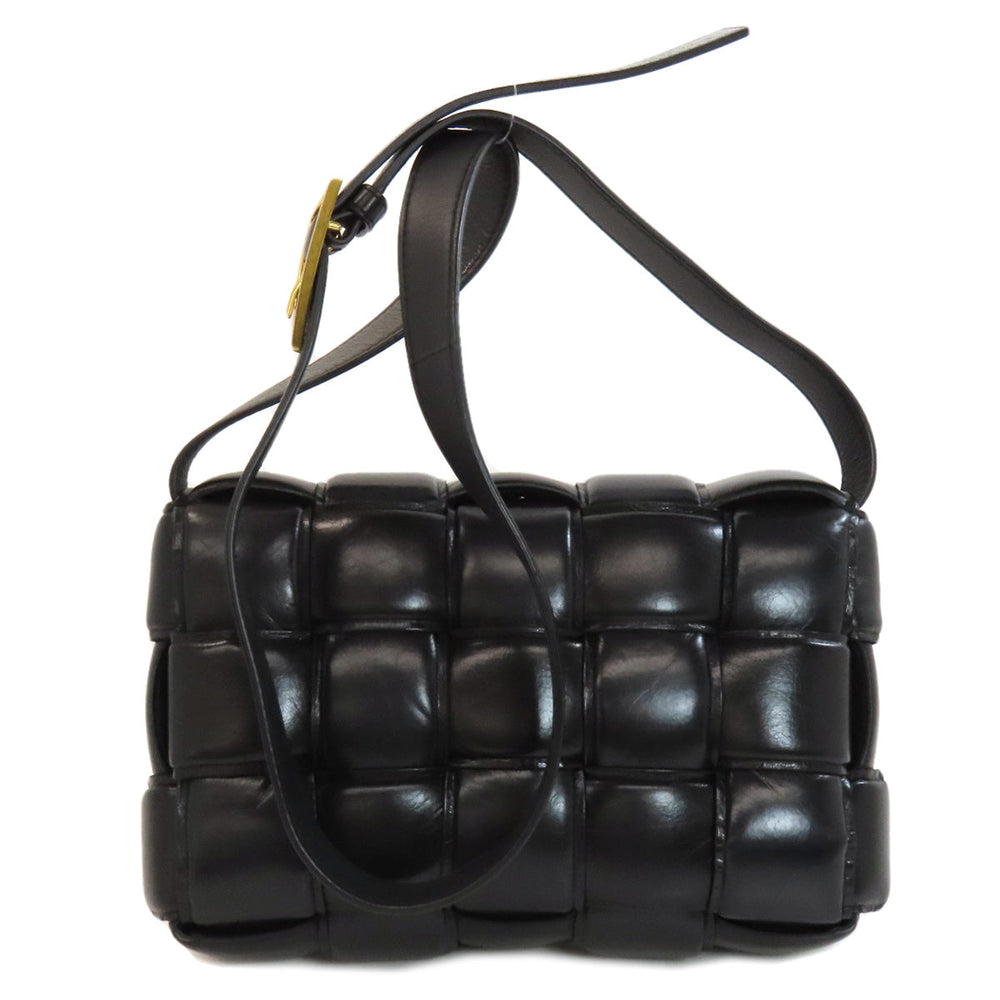 BOTTEGAVENETA Shoulder Bag Calfskin black MAXI INTRECCIATO Women Used Authentic
