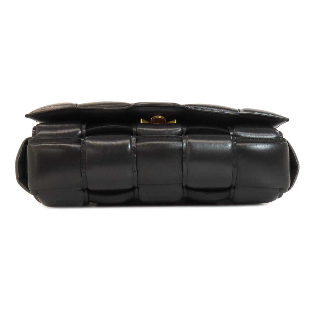 BOTTEGAVENETA Shoulder Bag Calfskin black MAXI INTRECCIATO Women Used Authentic