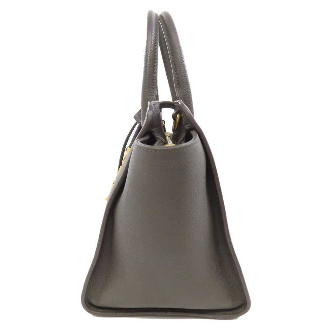 YVES SAINT LAURENT Handbag leather gray Downtown 2WAY Women Used Authentic