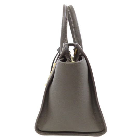YVES SAINT LAURENT Handbag leather gray Downtown 2WAY Women Used Authentic