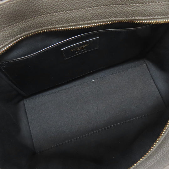 YVES SAINT LAURENT Handbag leather gray Downtown 2WAY Women Used Authentic