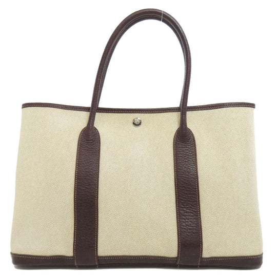 HERMES Tote Bag Tower ash beige Garden Party PM SilverMetal Women Used Authentic