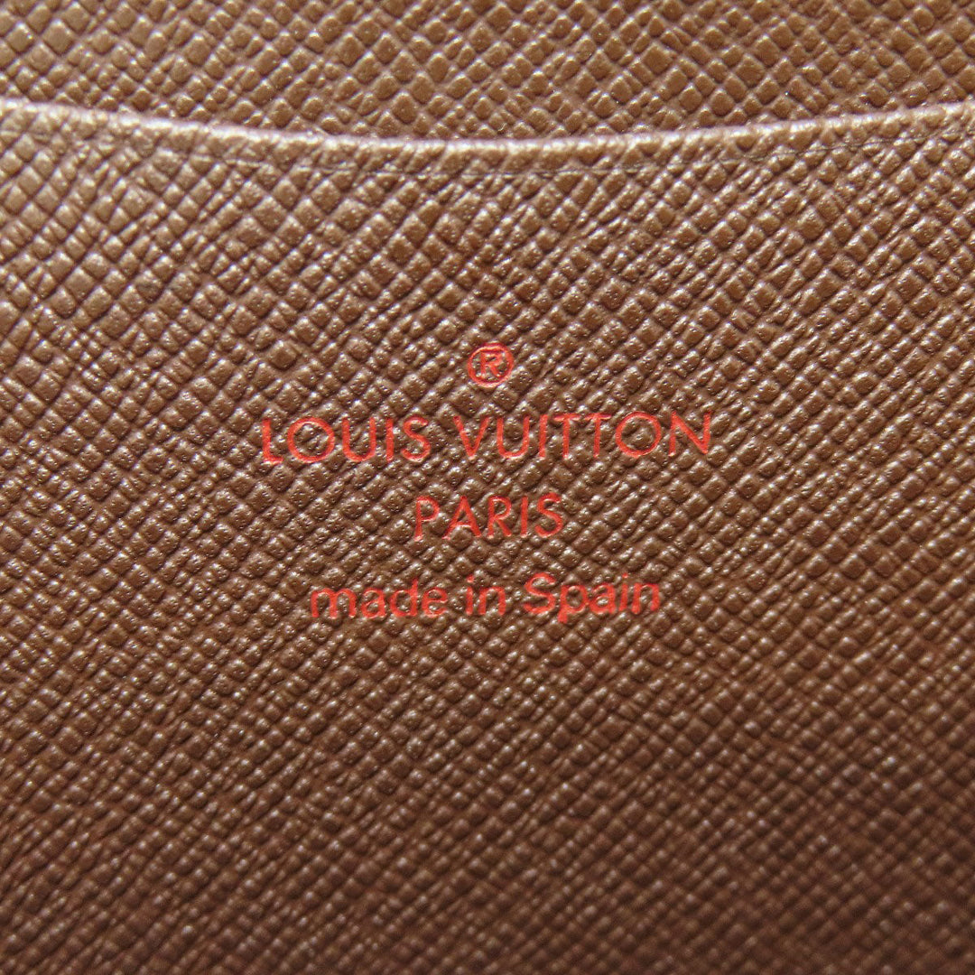 LOUIS VUITTON Long Wallet Purse N61728 Damier canvas Brown Portonet Zip Women Used Authentic