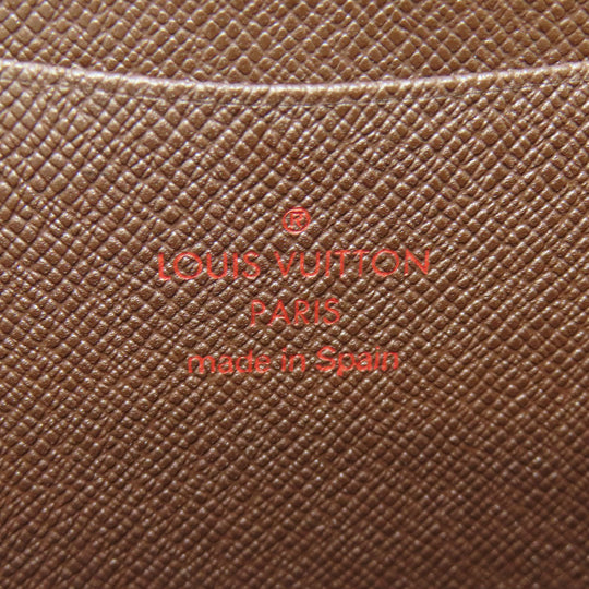 LOUIS VUITTON Long Wallet Purse N61728 Damier canvas Brown Portonet Zip Women Used Authentic