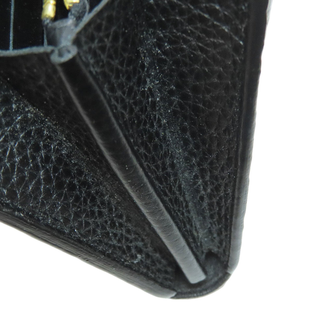 LOUIS VUITTON Long Wallet Purse N90129 Taurillon Clemence Leather black Portefeuille Capsine Women Used Authentic