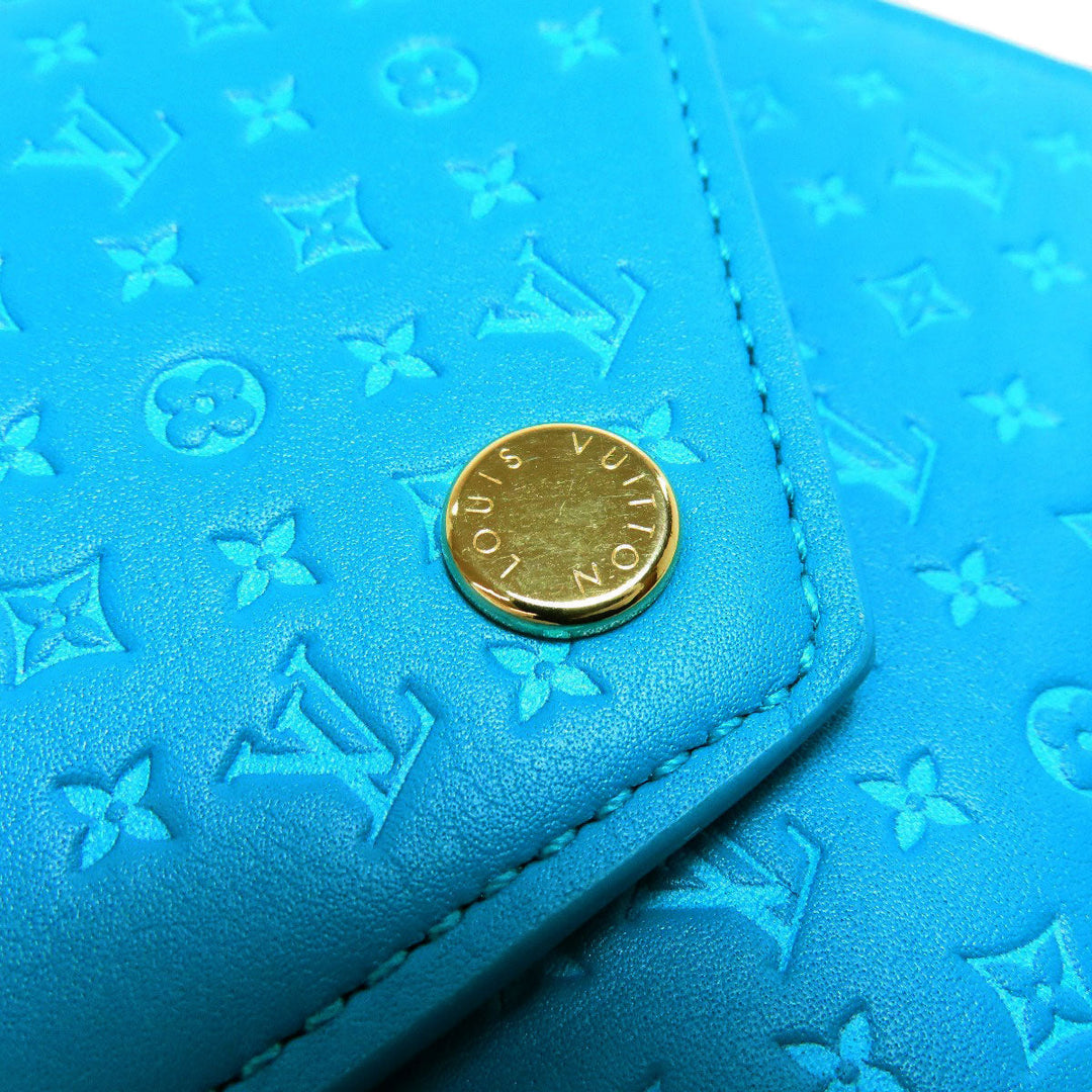 LOUIS VUITTON Bifold Wallet M82314 Leather, Nanogram blue Portefeuille Victorine Women Used Authentic