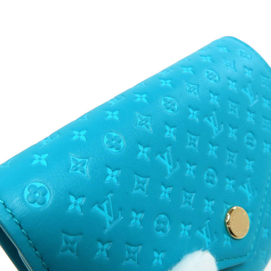 LOUIS VUITTON Bifold Wallet M82314 Leather, Nanogram blue Portefeuille Victorine Women Used Authentic