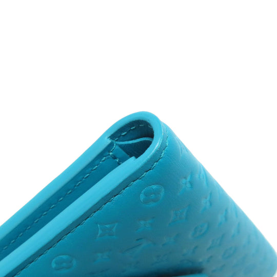 LOUIS VUITTON Bifold Wallet M82314 Leather, Nanogram blue Portefeuille Victorine Women Used Authentic