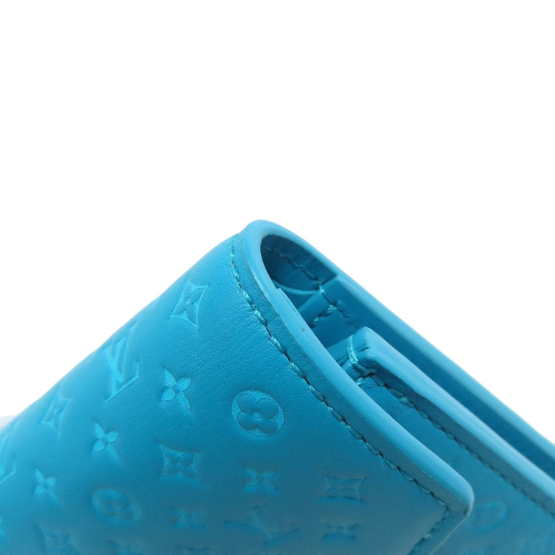 LOUIS VUITTON Bifold Wallet M82314 Leather, Nanogram blue Portefeuille Victorine Women Used Authentic