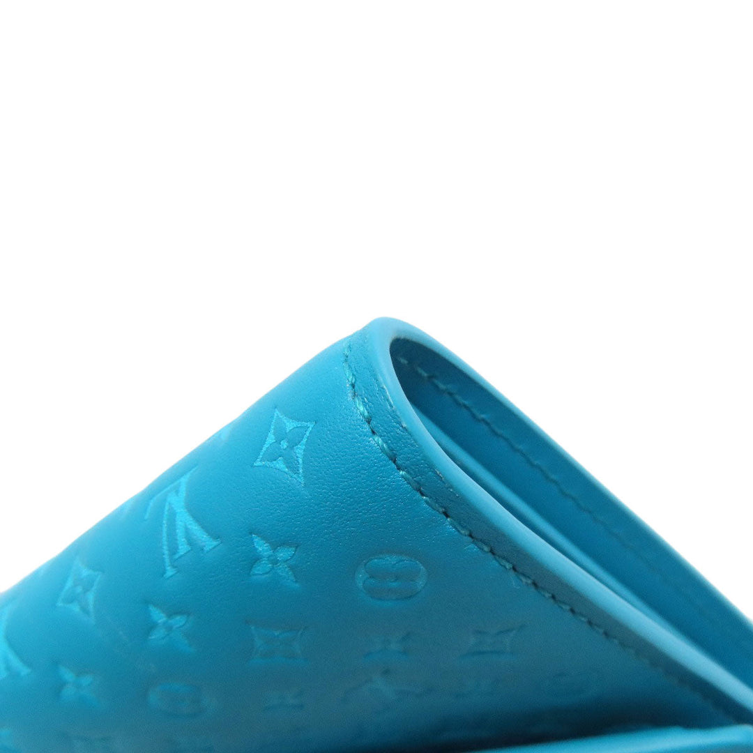 LOUIS VUITTON Bifold Wallet M82314 Leather, Nanogram blue Portefeuille Victorine Women Used Authentic