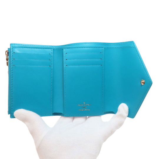 LOUIS VUITTON Bifold Wallet M82314 Leather, Nanogram blue Portefeuille Victorine Women Used Authentic