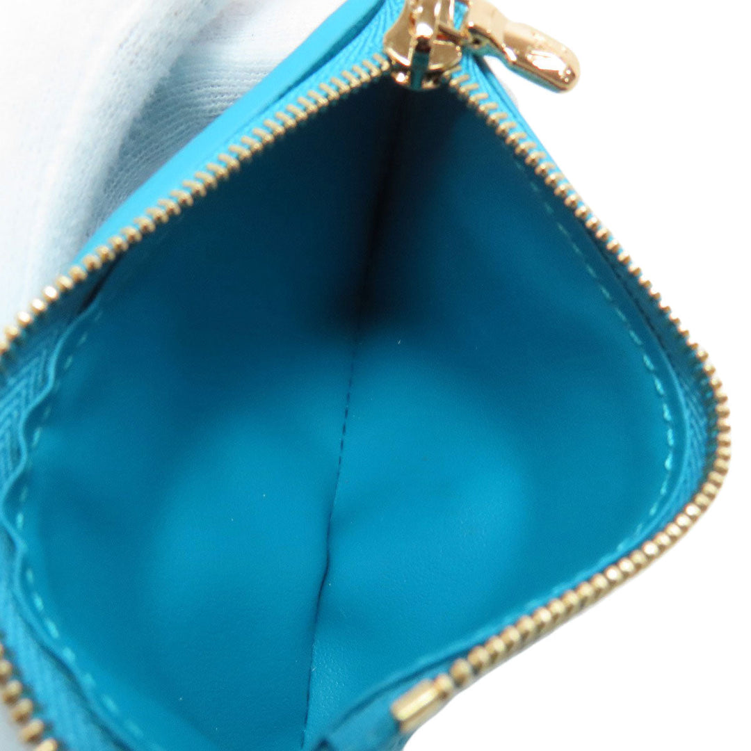 LOUIS VUITTON Bifold Wallet M82314 Leather, Nanogram blue Portefeuille Victorine Women Used Authentic