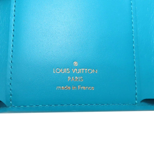 LOUIS VUITTON Bifold Wallet M82314 Leather, Nanogram blue Portefeuille Victorine Women Used Authentic