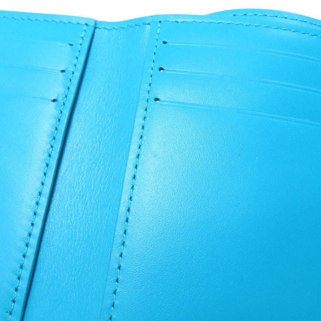 LOUIS VUITTON Bifold Wallet M82314 Leather, Nanogram blue Portefeuille Victorine Women Used Authentic
