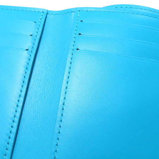LOUIS VUITTON Bifold Wallet M82314 Leather, Nanogram blue Portefeuille Victorine Women Used Authentic