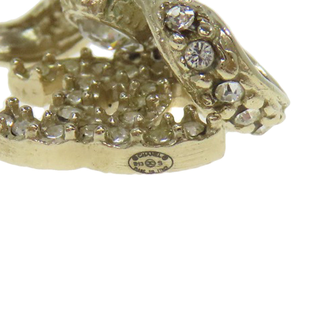 CHANEL Pierce metallic gold COCO Mark Ribbon Women Used Authentic