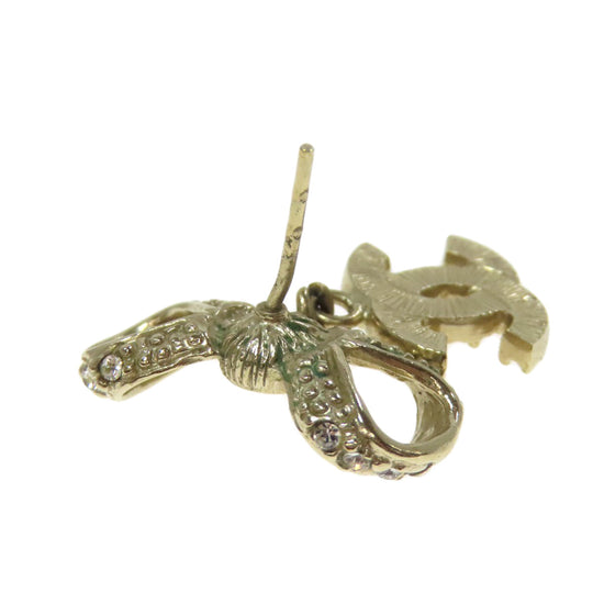 CHANEL Pierce metallic gold COCO Mark Ribbon Women Used Authentic